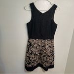 Gianni Bini  Jasmine Black and Gold Embroidered Lace A-Line Mini Dress Photo 1