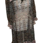 Sun & Shadow  sz S black & blue print ruffled hem & sleeves swimsuit coverup GUC Photo 0