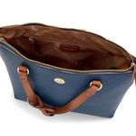 Anne Klein | Navy/Brown Alex Varsity Satchel w/ID holder Photo 1