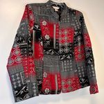 Christopher & Banks 90s Tapestry Jacket Red & Black Floral Design Women’s Large Photo 2