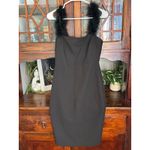 Likely Romy Black Ostrich Feather Trim Square Neck Sheath Dress Size 4 Photo 1