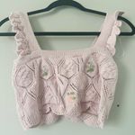 ZARA  Floral Kint Crop Top Pastel Pink Size S Photo 2