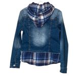 Wallflower Blue Denim Jacket with Plaid Accents,Size M Size M Photo 3