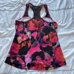 Athleta Floral Pink Black Tank Top Womens Size Medium Yoga Racerback Breathable Photo 5