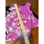 London Times Women Size 12 Floral Print Black Pink Cap Sleeve Sheath Dress Photo 4