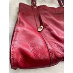Large Red Leather Tote Bag With Double Handles Front Zipper Pocket Photo 2