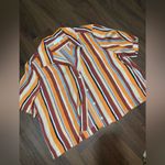 frame denim Frame mini short sleeve button up shirt striped blouse satin brown fall $225 Photo 1