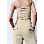ZARA  Khaki Cargo Strapless Jumpsuit Photo 1