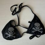 Amazon NWOT black triangle string skull rhinestone bikini - small Photo 1
