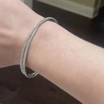 Nadri Women’s Signed Silver Tone /CZ Bangle Bracelet Photo 2