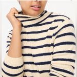 J.Crew Striped Roll Neck Sweater Ivory Navy Blue Cotton Blend Size Large Classic Photo 9