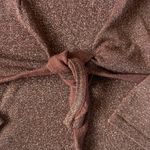 Ny Collection Women’s Brown Shimmer Front Tie Layered Top | Large Photo 3