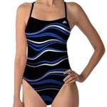 Adidas  Vortex-Back Sport Active Black Blue Training Swimsuit Size 40 EUC #1292 Photo 0