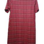 J. Jill, women’s Small,‎ buffalo plaid midi short sleeve, dress, with pockets Red Photo 0