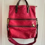 Fossil Rare HTF Vintage Bright Red Large Leather  Heavy Handbag Crossbody Bag Photo 0