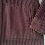 Jones New York  Womens M Sweater Jacket Faux Suede Knit Sleeves Brown Full Zip Photo 3