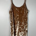 Forever 21 Beige Tan Crushed Velvet Tank Top Mini Party V-Neck Dress New Years S Photo 2