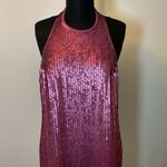 EXPRESS 16. NWT Rose Pink Sequin Halter Neck Open Back Mini Dress Size L Photo 3
