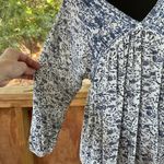 Massimo Dutti Blue And White Long Sleeve Boho Peasant Blouse Size S Photo 5