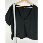 Cider  Black Ribbed Knit V-Neck Short Sleeve Top 4X Photo 3