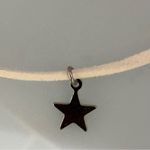 White Faux Choker Charm Necklace with Whimsigoth Silver Tone Star Cham / Pendant Photo 2