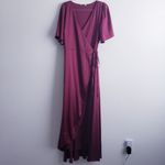 Baltic Born  Vara Satin Maxi Wrap Dress Wine Red Satin New Without Tags Photo 2