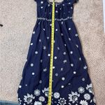 Gretchen Scott Coquette Navy Embroidered Cottagecore Midi Dress Size Small Photo 14
