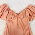 Selfie Leslie  Park‎ Avenue Flutter Sleeve Midi Dress Thigh Slit Apricot Medium Photo 3