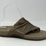 Taos Gift 2 Ruched Leather Comfort Shoes Sandals Metallic Tan Taupe women 10 New Photo 2