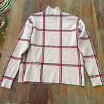 Tahari Women's  Beige Plaid Cowl Neck Sweater M Photo 11