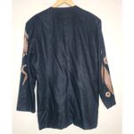 Vtg 90s IB Diffusion Linen Blazer Jacket Womens 14 Black Brown Tribal Design Photo 3