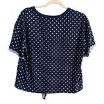 Elodie  Blue and White Cuffed Sleeve Tie-Front Tee Photo 2