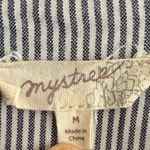 Mystree  Blue Striped Floral Embroidered Button Down Shirt M Photo 10