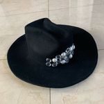 Cowboy Hat 100% Wool Felt with Pearls and Crystals Black Photo 0