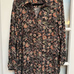 J. Jill Brown Chic Paisley Floral Bohemian Button Down Shirt Blouse Size Large L Photo 0