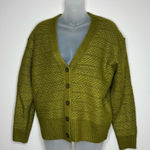 525 America  Texture Stripe Cardigan Sweater green button front vneck size XS NWT Photo 0
