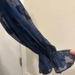 For Love & Lemons  Lula Mini Dress Navy Polka Dot Ruched Chiffon Silk Party XS Photo 6