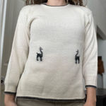 American Vintage Vintage 70s Alpaca Wool Crewneck Sweater Contrast Stitch Alpacas Sz Small Photo 0