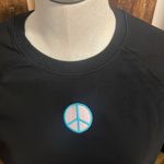 BP  crop top woman’s peace embroidered symbol black sweatshirt shirt NWT Sz M Photo 2