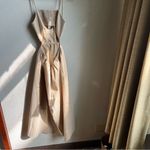 J.Crew  Collection bow-front cutout midi dress in stretch taffeta Khaki Tan Photo 9