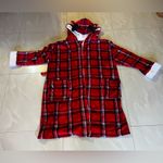 Peaches and Dreams Reindeer Plaid Bathrobe Christmas Red blue Size XL Photo 3