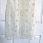 Night Vogue Vintage Ivory Silk Floral Beaded Sheath Dress White Size M Photo 5