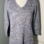 Talbots Petites V-Neck Linen Silk Blend Sweater Blue Marled Size M Photo 0