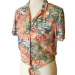 American Eagle  90s Does 70s Floral Button Up Tie Front Shirt Photo 0