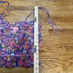 Topshop  Floral Print Tie‎ Strap Cami Top Ruffle Trim Blue Pink Purple Photo 3
