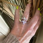 Double Flower Cz Heavy Sterling Silver Ring 2009 Era Pink Size 8 Photo 2