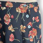 Vintage 90s Halston Black Red Dark Floral Maxi Skirt Side Button Size 12 Fall Photo 4