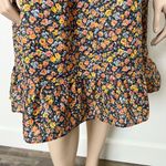 [Vintage] 70s Deadstock Floral Print Ruffle Hem Midi Shift Dress Size Medium M Blue Photo 6