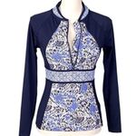 Athleta “Indigo Shores Half Zip Rashguard Swim Shirt” (only) in size XXS. EUC Photo 2