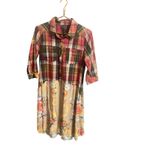 Aratta Silent Journey Plaid Floral Tunic Shirt Dress Boho Prairie Women M Red Size M Photo 1